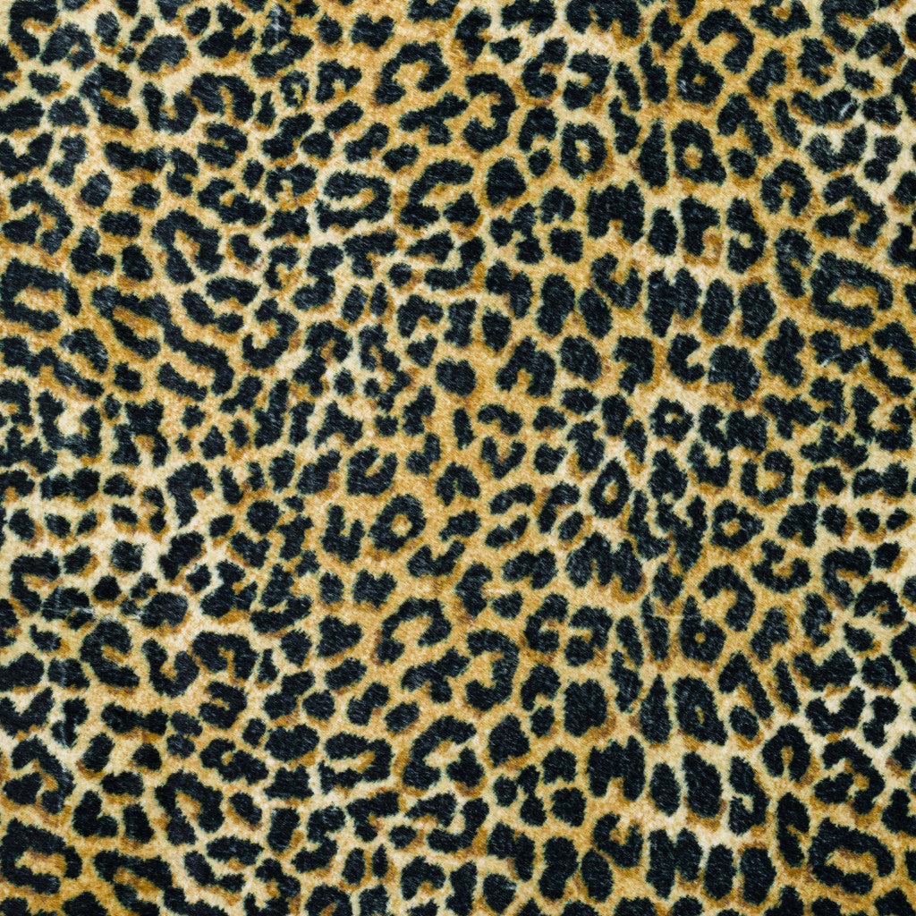 8' X 10' Black and Gold Leopard Print Shag Handmade Non Skid Area Rug