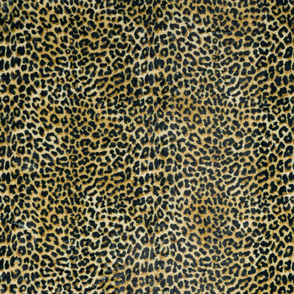 8' X 8' Black and Gold Round Leopard Print Shag Handmade Non Skid Area Rug