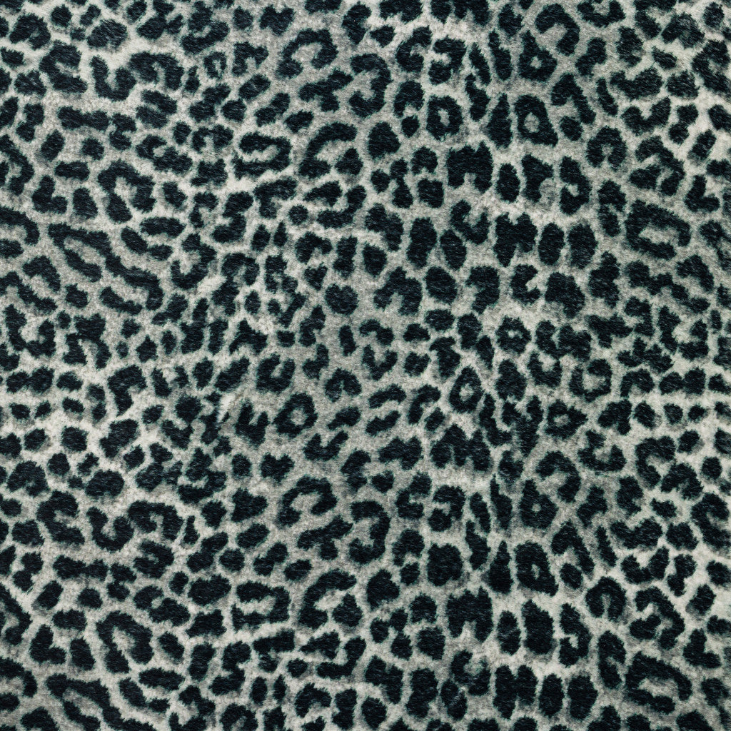 2' X 3' Black and Gray Leopard Print Shag Handmade Non Skid Area Rug