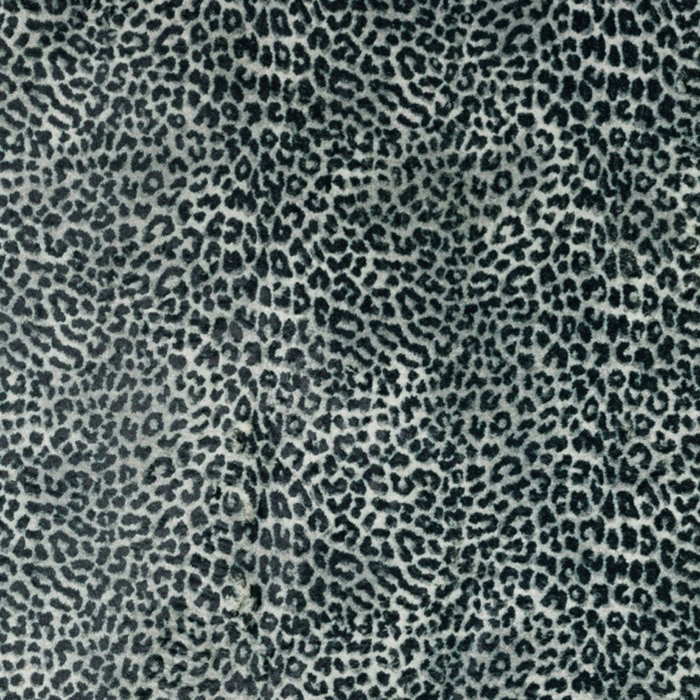 2' X 3' Black and Gray Leopard Print Shag Handmade Non Skid Area Rug