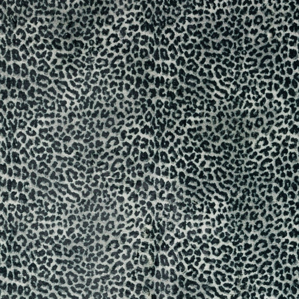 2' X 8' Black and Gray Leopard Print Shag Handmade Non Skid Runner Rug