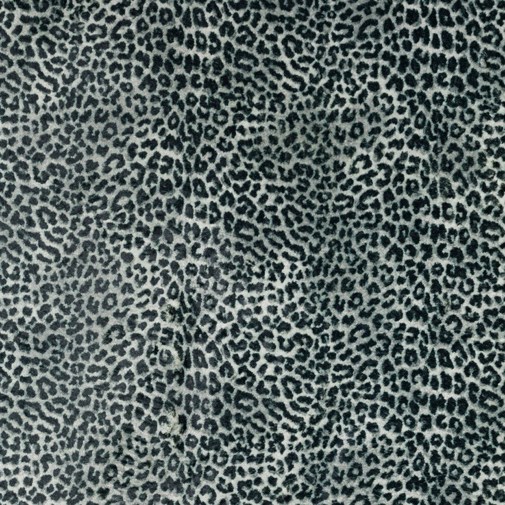 2' X 8' Black and Gray Leopard Print Shag Handmade Non Skid Runner Rug