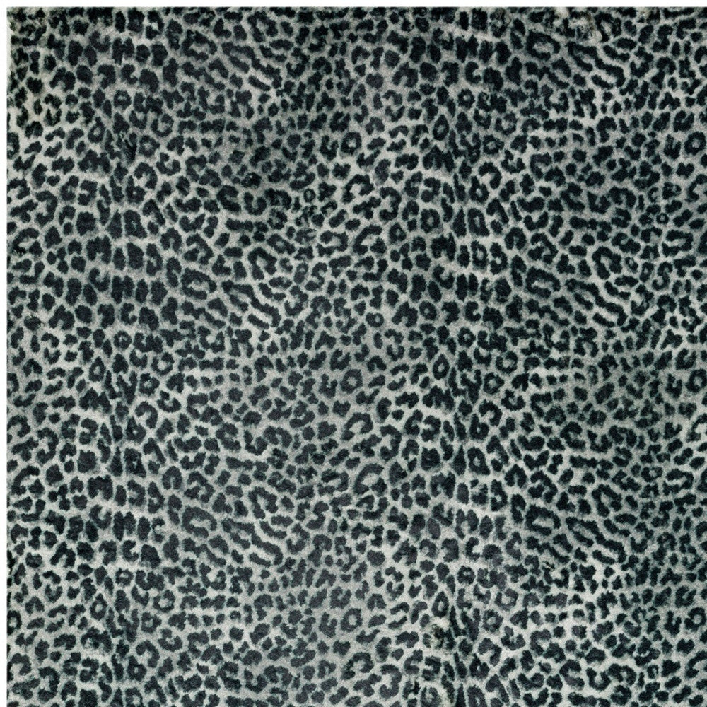 3' X 5' Black and Gray Leopard Print Shag Handmade Non Skid Area Rug