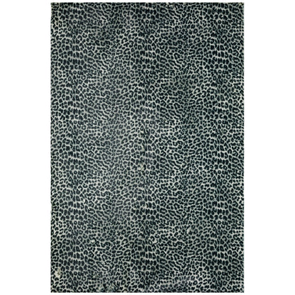 3' X 5' Black and Gray Leopard Print Shag Handmade Non Skid Area Rug