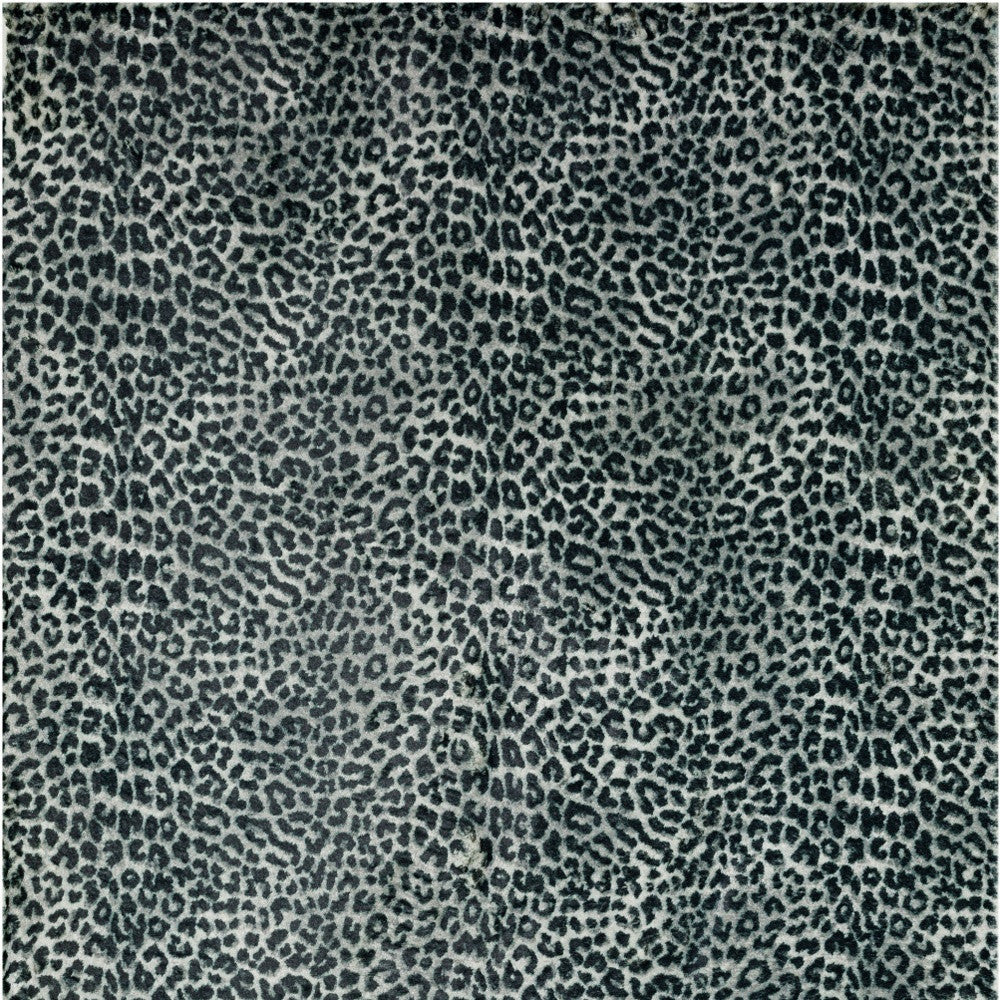 8' X 10' Black and Gray Leopard Print Shag Handmade Non Skid Area Rug