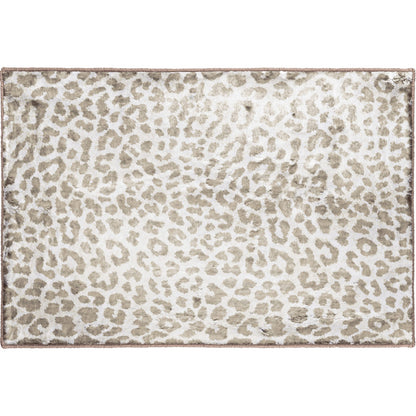 2' X 3' Beige and Cream Leopard Print Shag Handmade Non Skid Area Rug