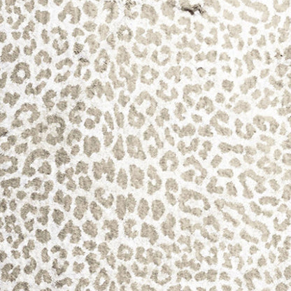 2' X 8' Beige and Cream Leopard Print Shag Handmade Non Skid Runner Rug