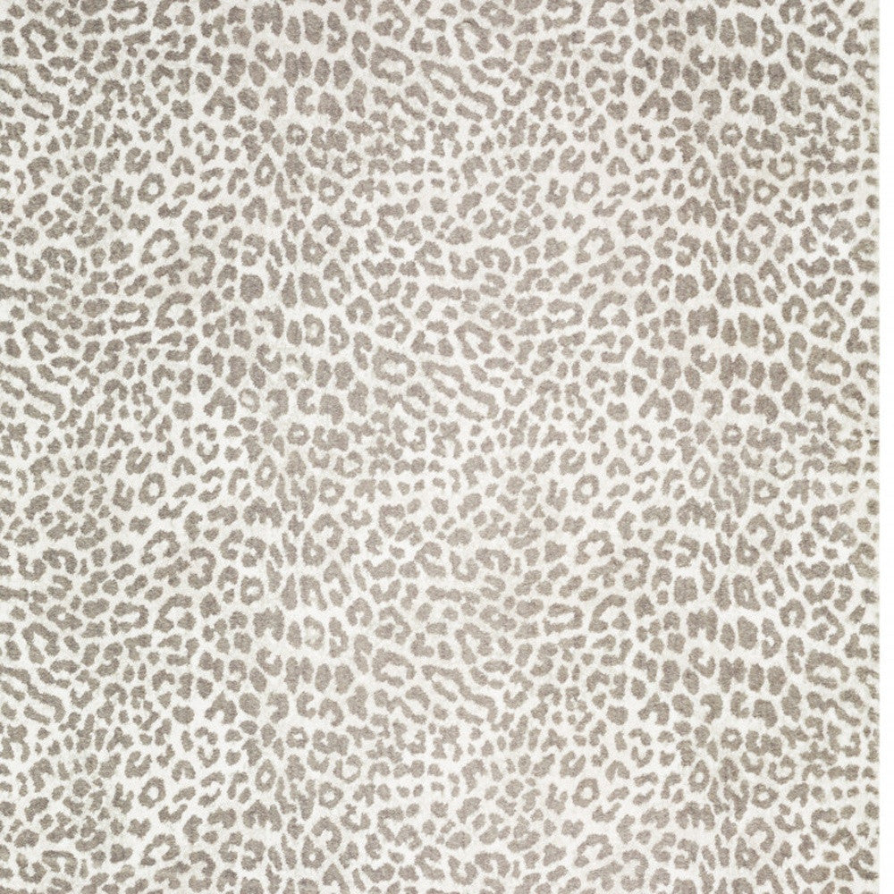 2' X 8' Beige and Cream Leopard Print Shag Handmade Non Skid Runner Rug