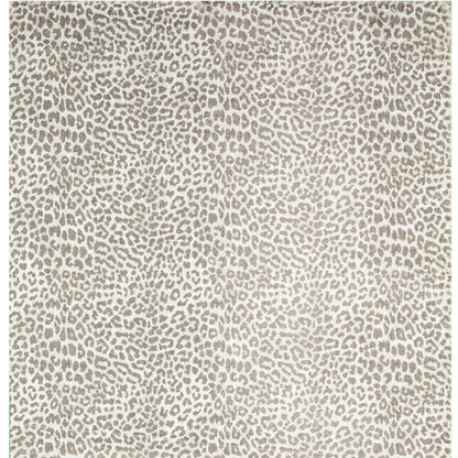 3' X 5' Beige and Cream Leopard  Print Shag Handmade Non Skid Area Rug