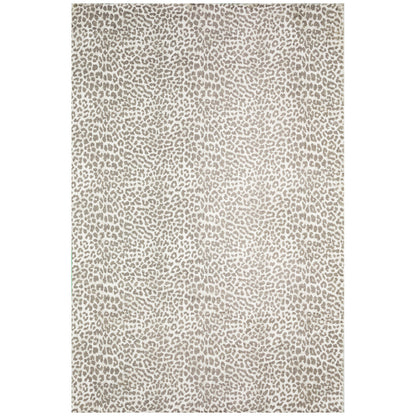 3' X 5' Beige and Cream Leopard  Print Shag Handmade Non Skid Area Rug