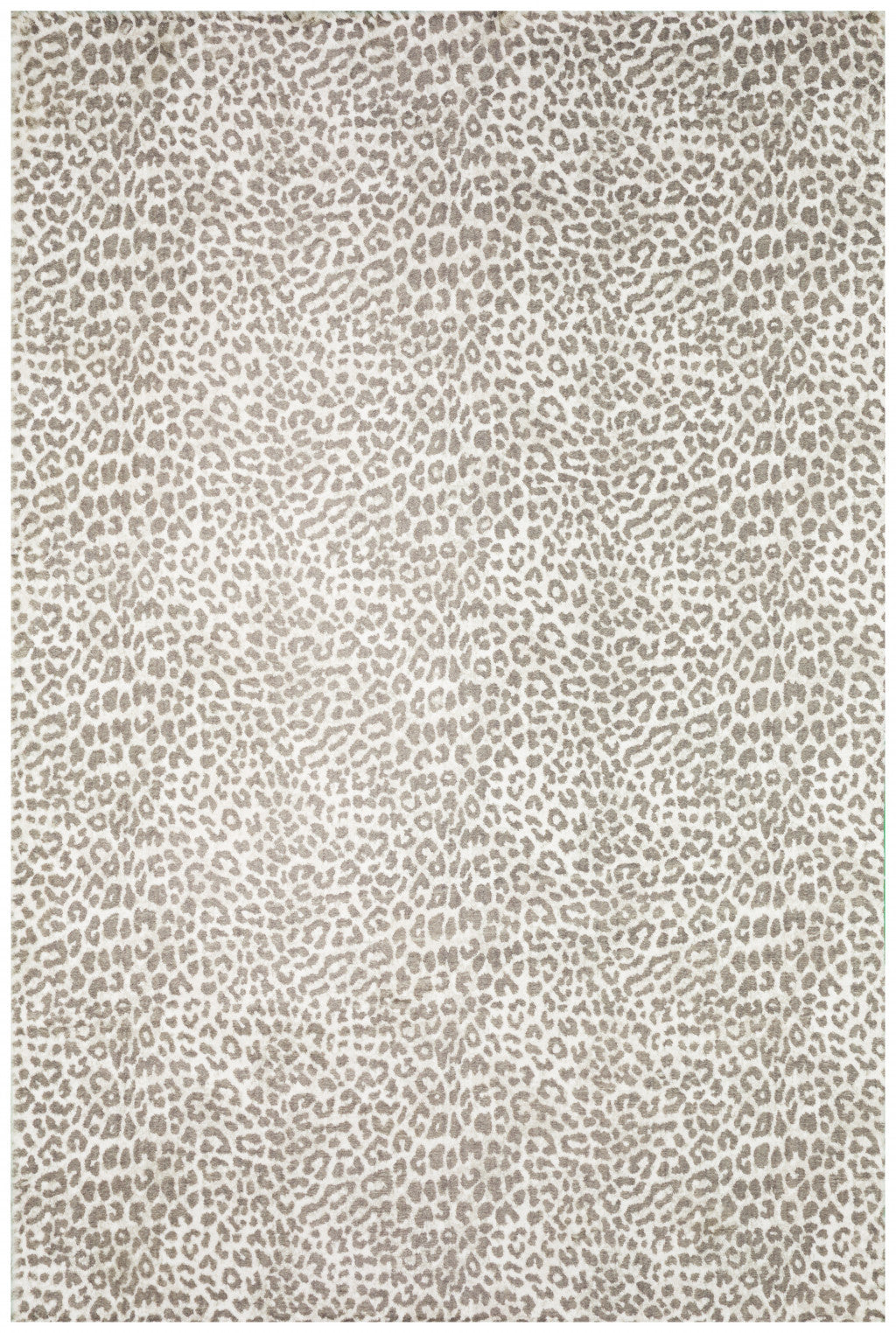 5' X 8' Beige and Cream Leopard  Print Shag Handmade Non Skid Area Rug