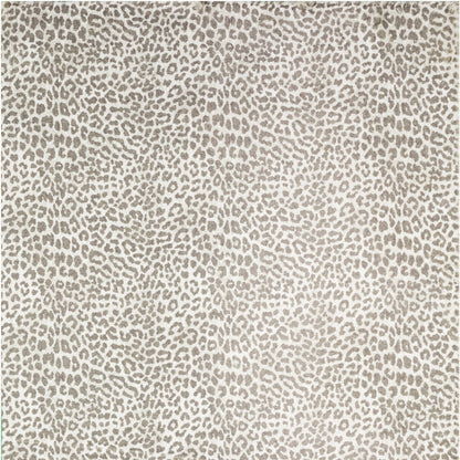 8' X 10' Beige and Cream Leopard  Print Shag Handmade Non Skid Area Rug