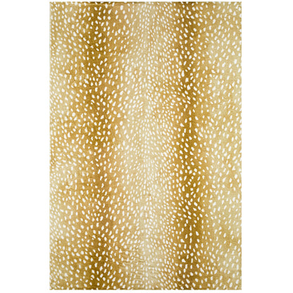 5' X 8' Gold Gazelle Print Shag Handmade Non Skid Area Rug