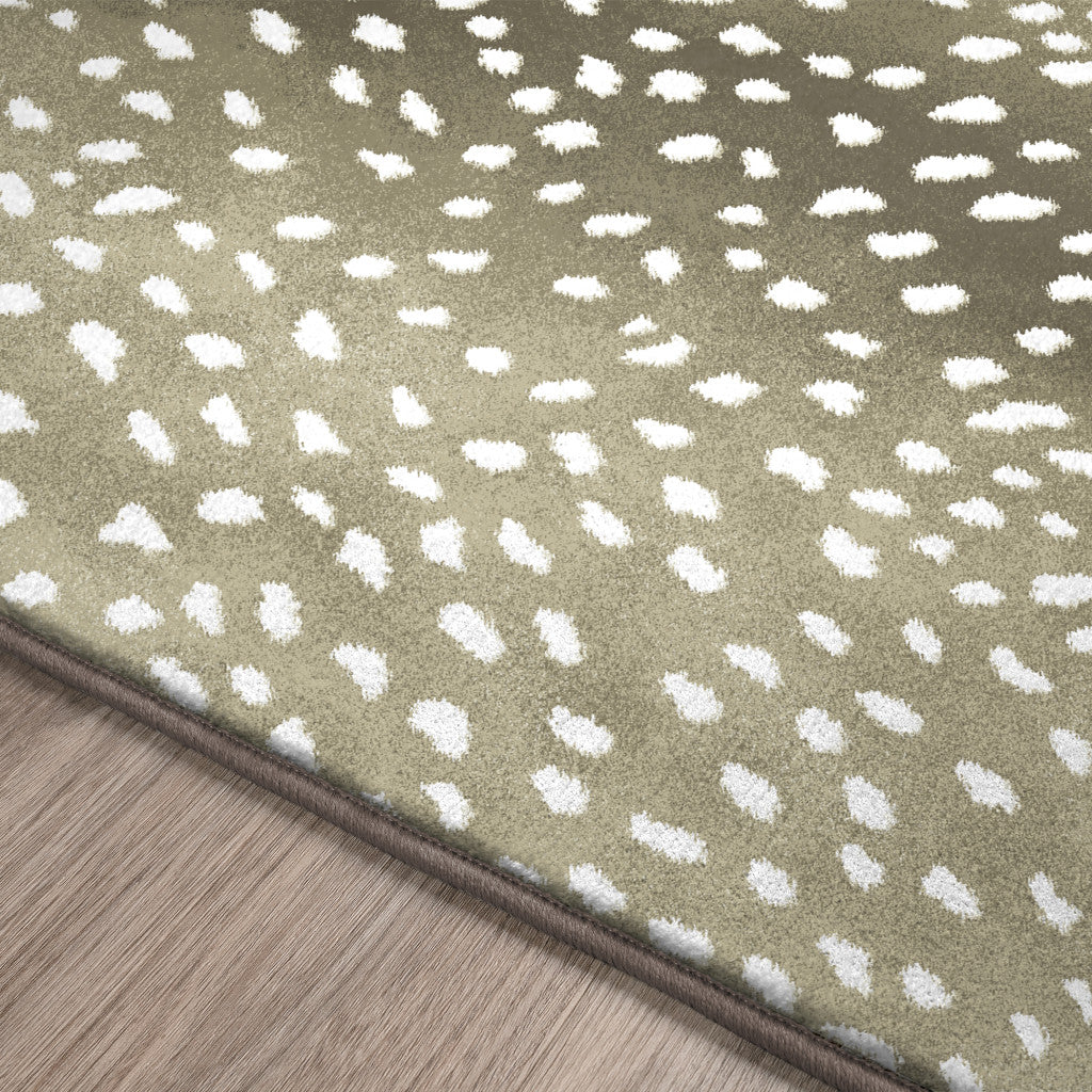 2' X 8' Beige Gazelle Print Shag Handmade Non Skid Runner Rug