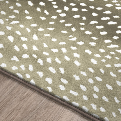 8' X 10' Beige Gazelle Print Shag Handmade Non Skid Area Rug