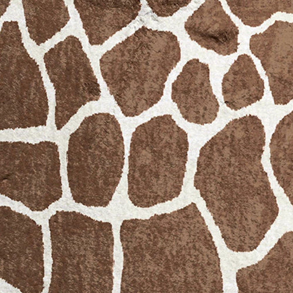 8' Brown and Ivory Animal Print Handmade Non Skid Runner Rug