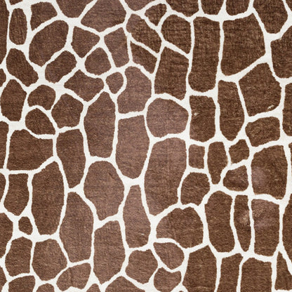 3' X 5' Brown and White Animal Print Shag Non Skid Area Rug