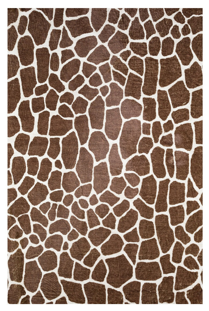 5' X 8' Brown Animal Print Shag Non Skid Area Rug