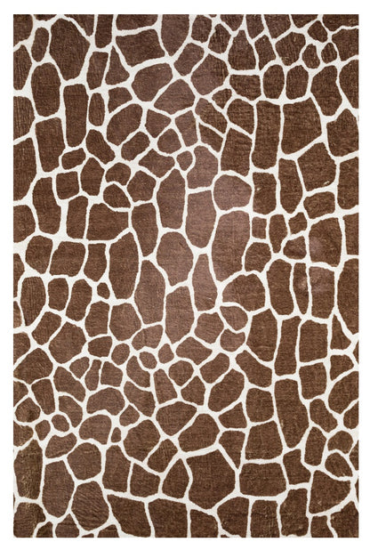 5' X 8' Brown Animal Print Shag Non Skid Area Rug