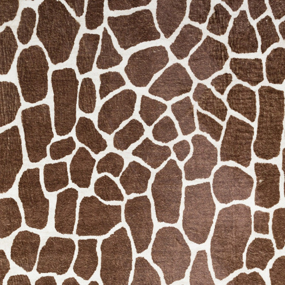 8' X 10' Brown Animal Print Shag Non Skid Area Rug