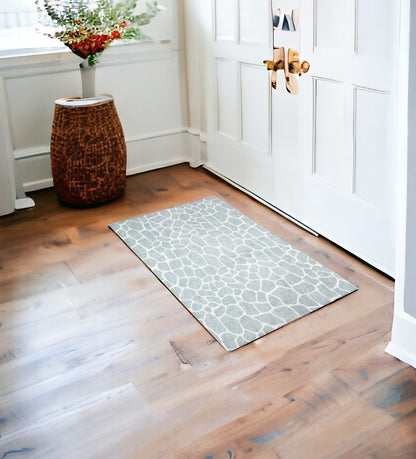 3' X 5' Gray and Ivory Animal Print Handmade Non Skid Area Rug