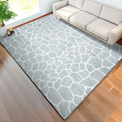 8' X 10' Gray and Ivory Animal Print Handmade Non Skid Area Rug