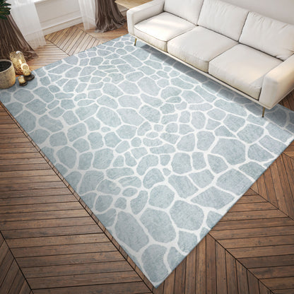 8' X 10' Gray and Ivory Animal Print Handmade Non Skid Area Rug