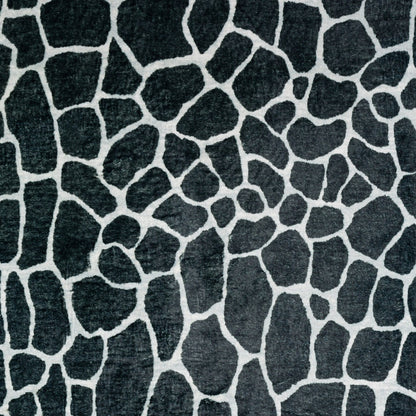 8' X 10' Black and White Croc Print Shag Handmade Non Skid Area Rug