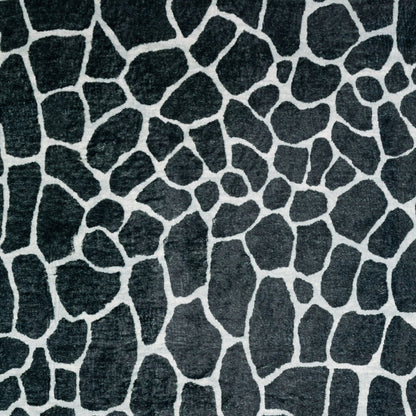 8' X 10' Black and White Croc Print Shag Handmade Non Skid Area Rug