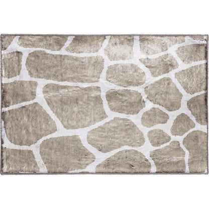 2' X 3' Beige Giraffe Print Shag Handmade Non Skid Area Rug