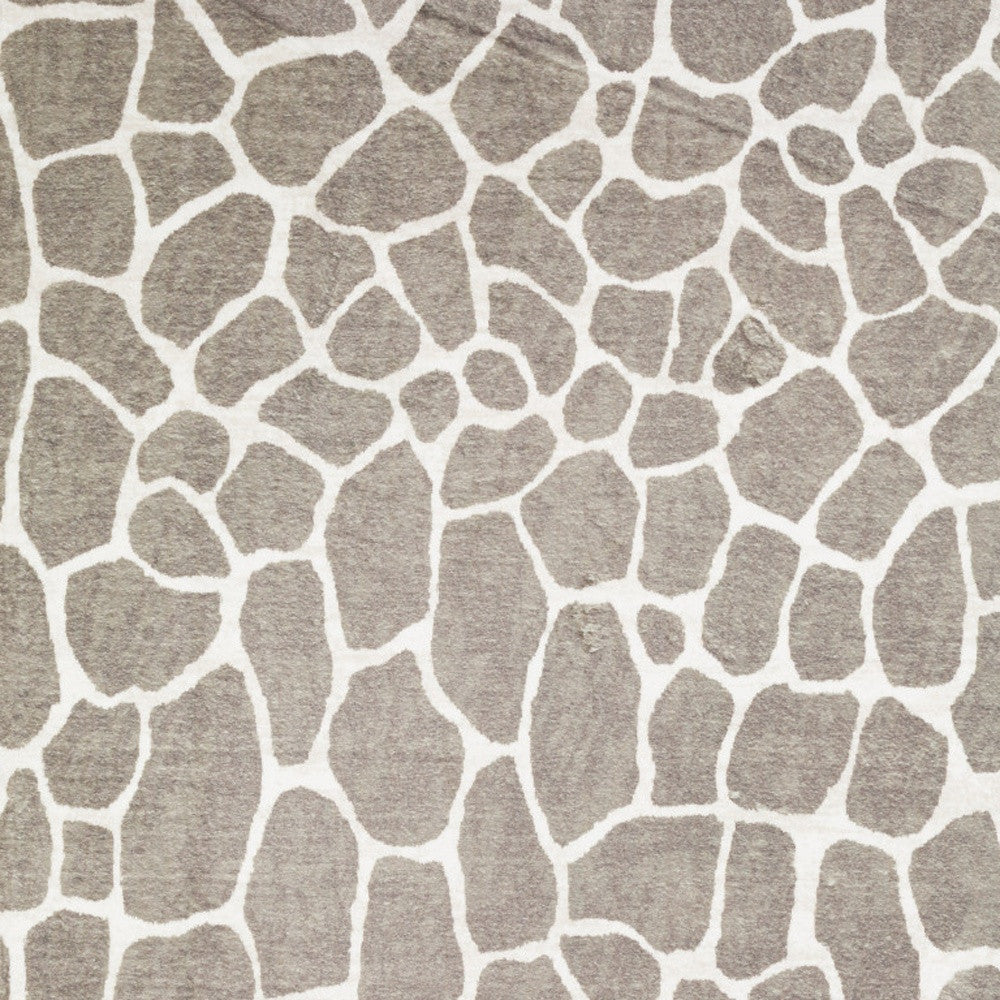 2' X 8' Beige Giraffe Print Shag Handmade Non Skid Runner Rug