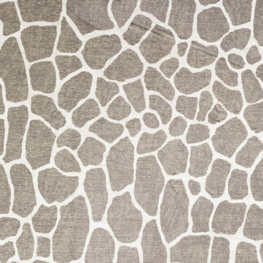 3' X 5' Beige Giraffe Print Shag Handmade Non Skid Area Rug