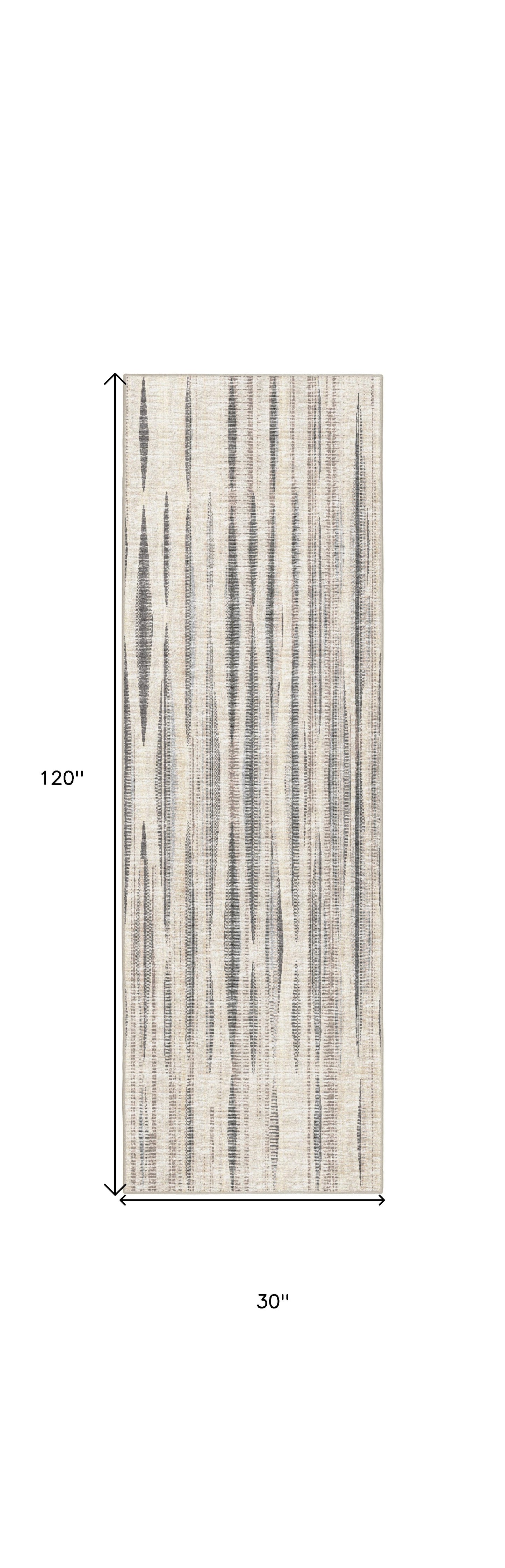 3' X 10' Ivory Ombre Tufted Runner Rug