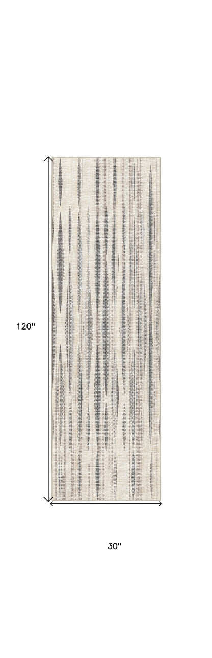 3' X 10' Ivory Ombre Tufted Runner Rug