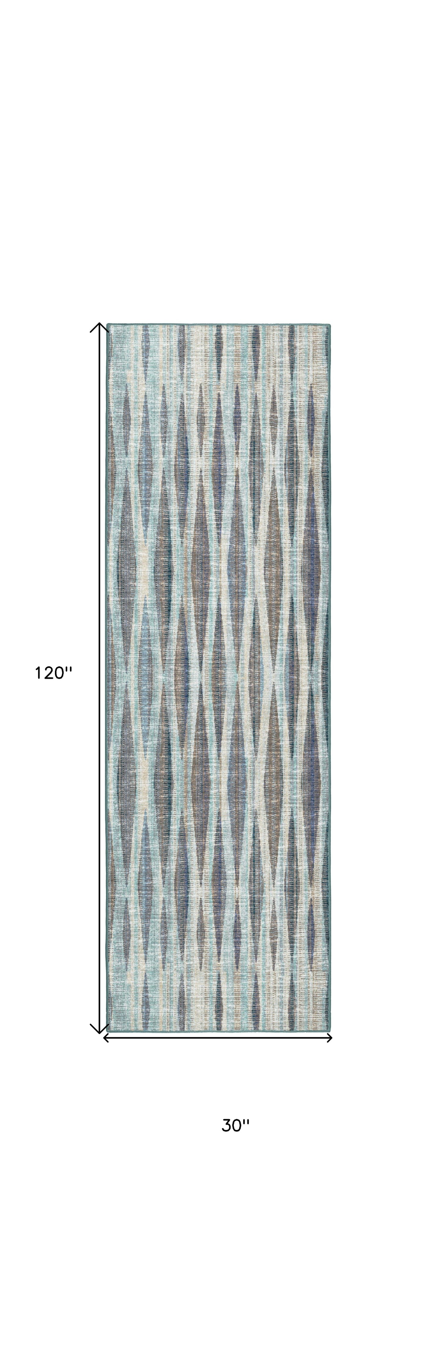 3' X 10' Blue Ombre Tufted Runner Rug