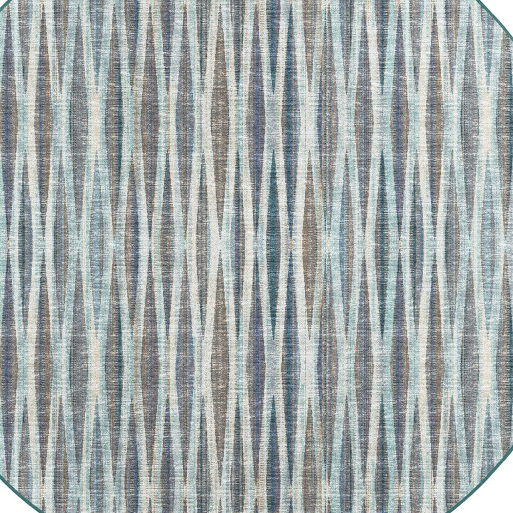 8' X 8' Blue Round Ombre Tufted Handmade Area Rug