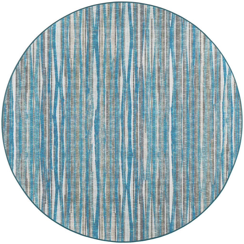 10' Blue Round Ombre Tufted Handmade Area Rug