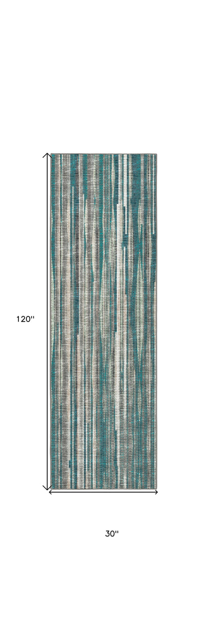 3' X 10' Blue Ombre Tufted Runner Rug