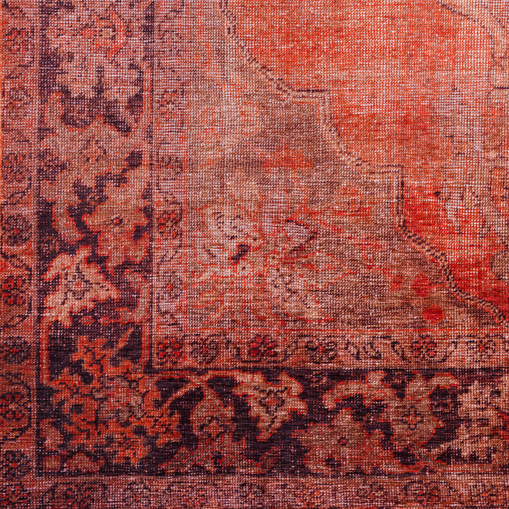 8' X 10' Red Oriental Distressed Non Skid Area Rug