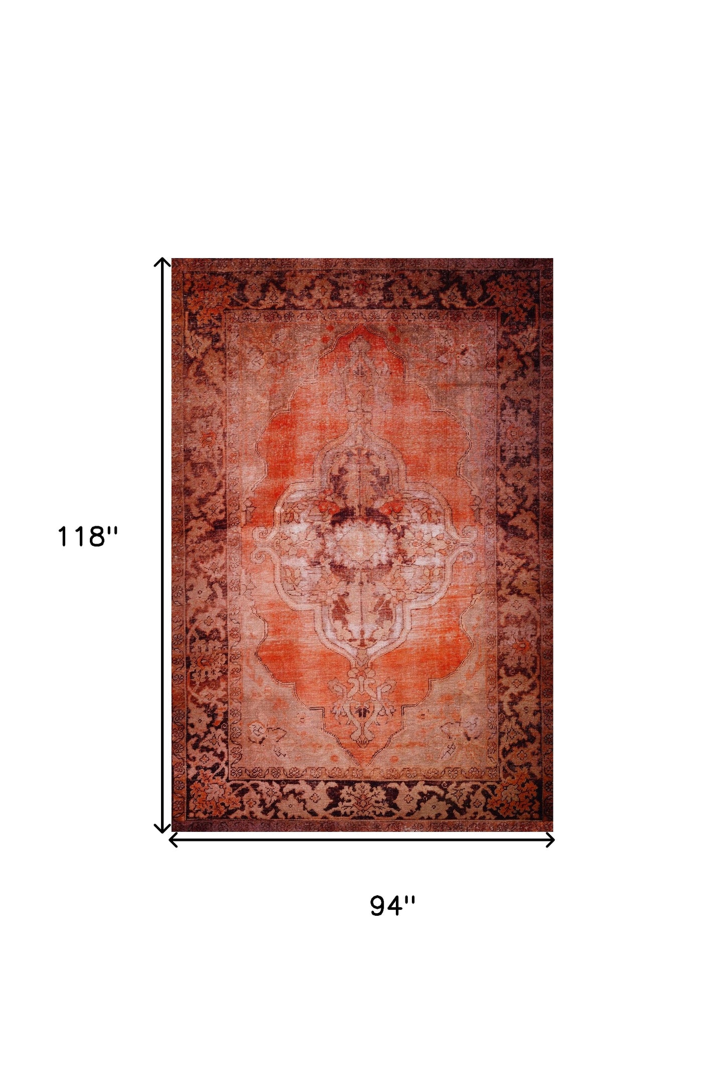 8' X 10' Red Oriental Distressed Non Skid Area Rug