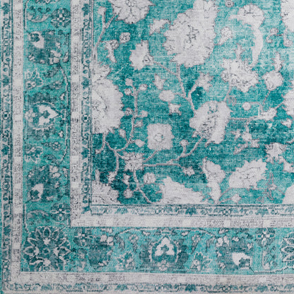 8' X 10' Blue Oriental Distressed Non Skid Area Rug