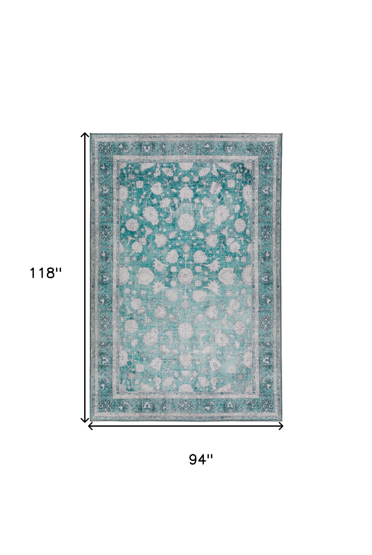 8' X 10' Blue Oriental Distressed Non Skid Area Rug