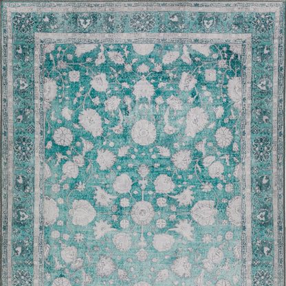 8' X 10' Blue Oriental Distressed Non Skid Area Rug