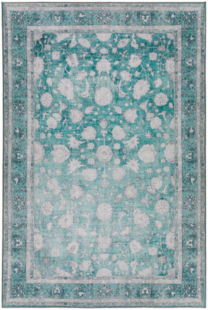 8' X 10' Blue Oriental Distressed Non Skid Area Rug