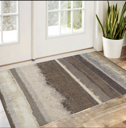 3' X 5' Brown and Ivory Abstract Area Rug