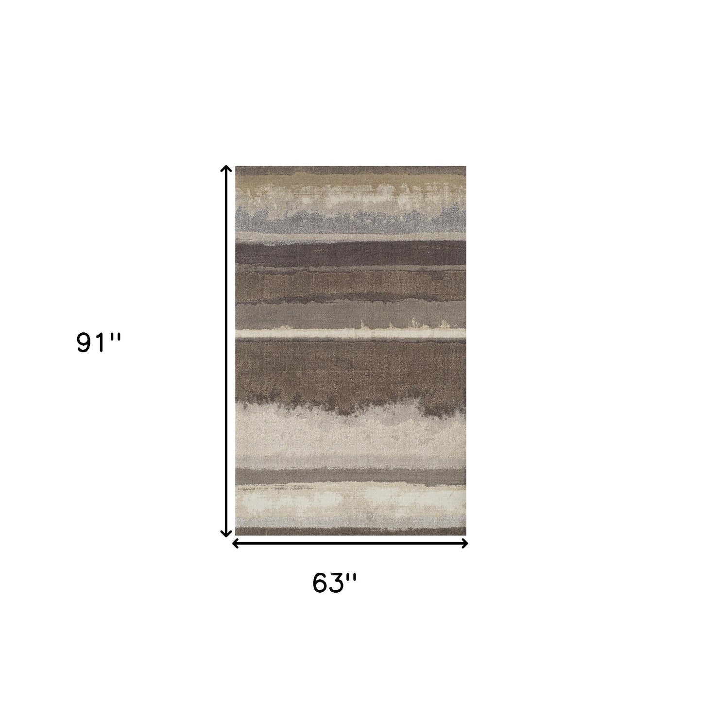 5' X 8' Brown and Ivory Abstract Area Rug