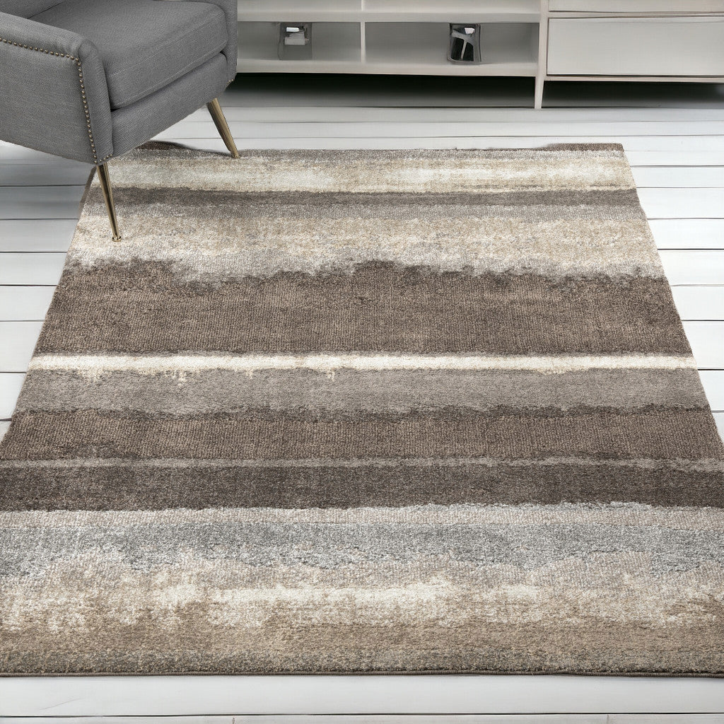 5' X 8' Brown and Ivory Abstract Area Rug