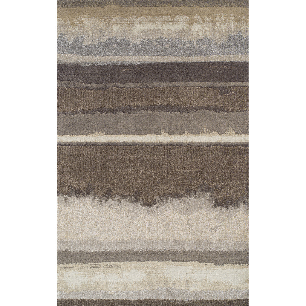 5' X 8' Brown and Ivory Abstract Area Rug