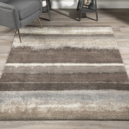 5' X 8' Brown and Ivory Abstract Area Rug