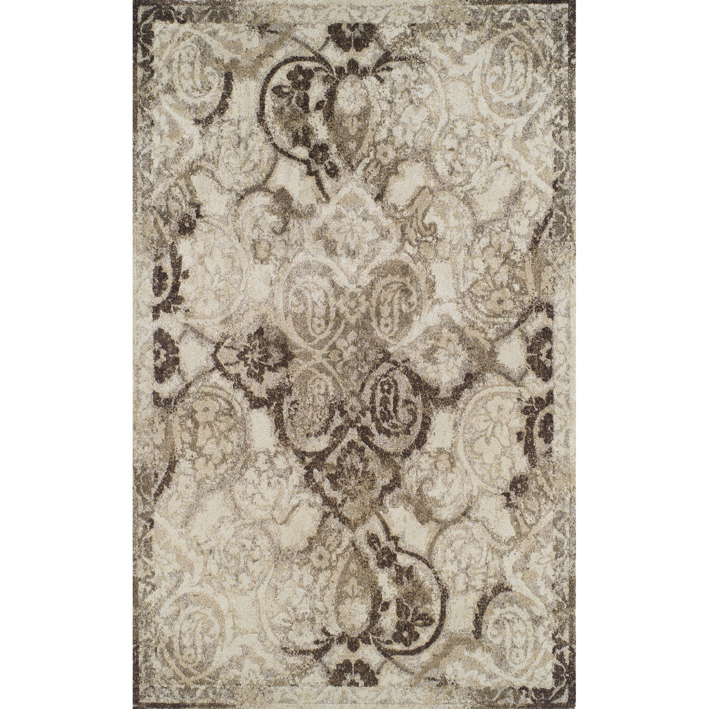 5' X 8' Brown Oriental Area Rug